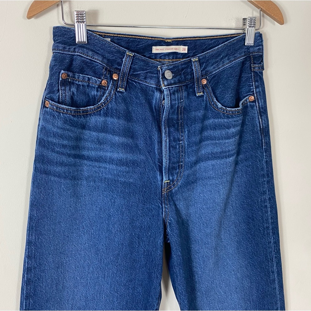 Levi’s Ribcage Straight Ankle Jeans in Noe Down Dark Wash - 28x27 - Picture 11 of 16